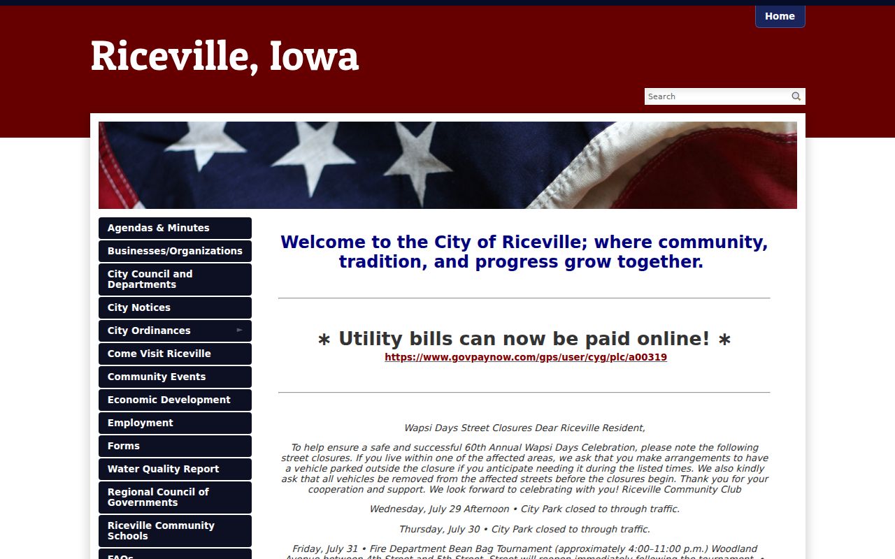 City of Riceville criminal history and public service website