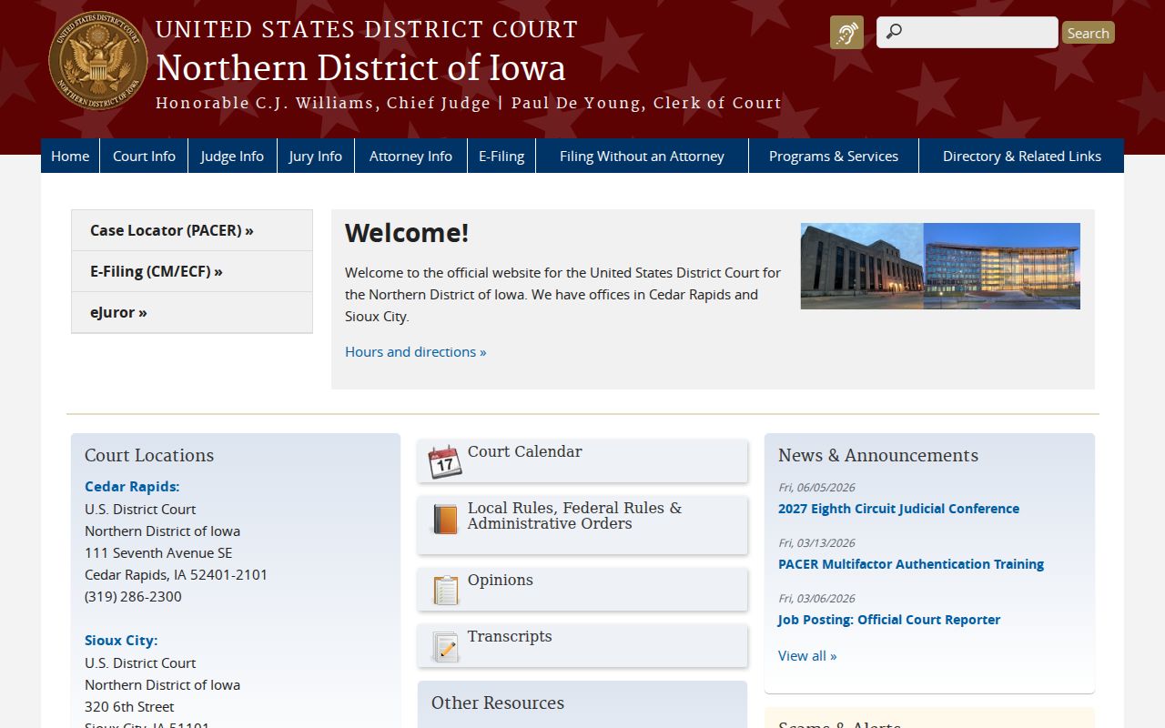Howard County criminal history Northern District of Iowa court
